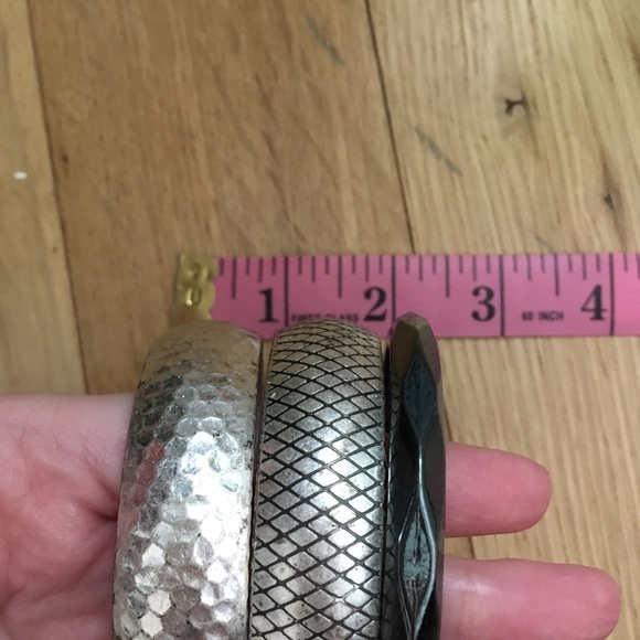 Three (3) Silver Boho Costume Bangle Bracelets - Picture 8 of 8